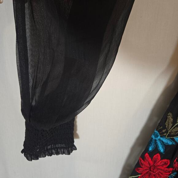 Anthropologie Small Not So Serious Embroidered Dress Floral Aztec Cottage Witchy - Picture 7 of 10